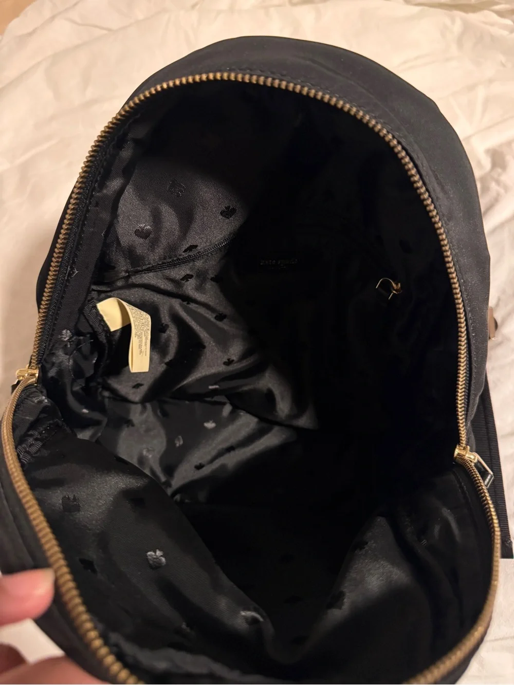 kate spade black nylon mini backpack with gold hardware
